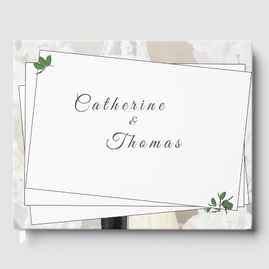 D'or White Lace & Rose Feuille livre d'hôtes (Recto)