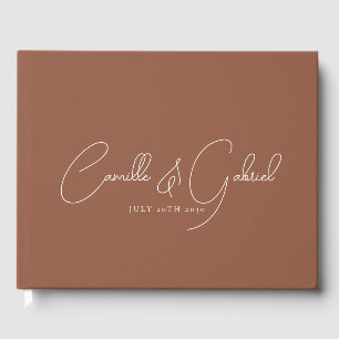 D'or White Script Names Mariage Terracotta livre d'hôte