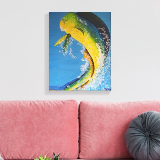 Dorado dolphin canvas afdruk (Insitu (Woonkamer))