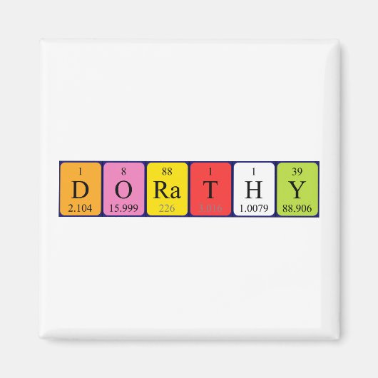 Dorathy periodiek table name magnet magneet (Voorkant)