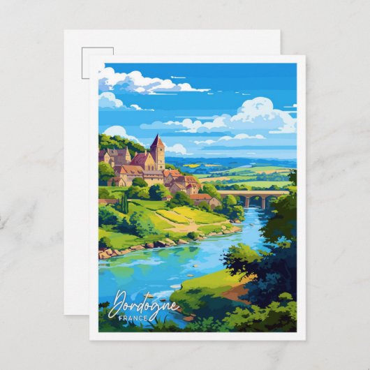 Dordogne Frankrijk Reizen Illustratie Briefkaart (Voorkant / Achterkant)
