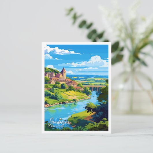 Dordogne Frankrijk Reizen Illustratie Briefkaart (Staand voorkant)