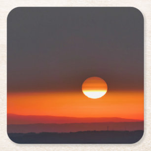 Dordogne Zonsopgang Vierkante Kartonnen Onderzetter