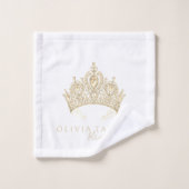 Doré blanc glamour serviette de bain personnalisée (Gant de toilette)