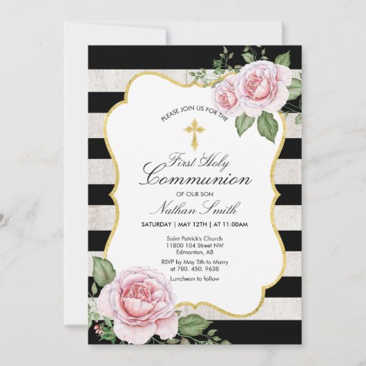 Doré | Boy First Holy Communion Invitation (Devant)