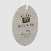 Doré Couronne Faire-part de naissance Keepsaké lin (devant)