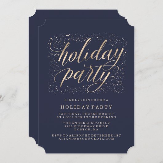 Doré | Invitation de fête de vacances (Devant / Derrière)