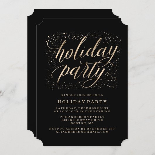 Doré | Invitation de fête de vacances (Devant / Derrière)