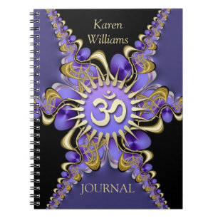 Doré Om Violet Dentelle fractale Élégant Carnet