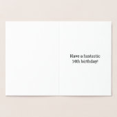 Dorée 14ème anniversaire : Gras "14 ANS !" Carte Gold Fo (Intérieur)
