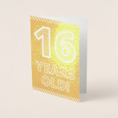 Dorée 16ème anniversaire : Bold "16 ans !" Carte Gold Fo (Devant)