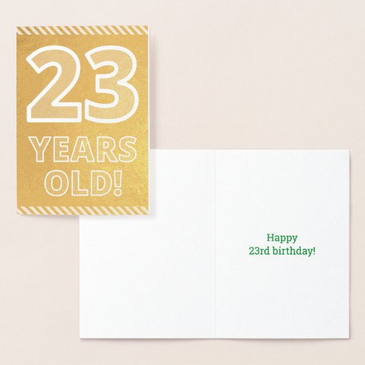 Dorée 23ème anniversaire : Gras "23 ans !" Carte Gold Fo (Affichage)