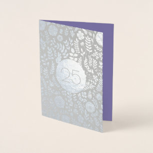 Dorée 25e anniversaire d'argent Véritable carte de voeux