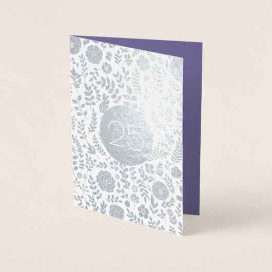 Dorée 25e anniversaire d'argent Véritable carte de voeux (Devant)