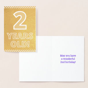 Dorée 2e anniversaire - Audacieux "2 ans !" Carte Gold F