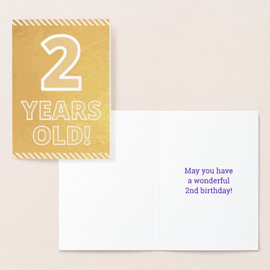 Dorée 2e anniversaire - Audacieux "2 ans !" Carte Gold F (Affichage)