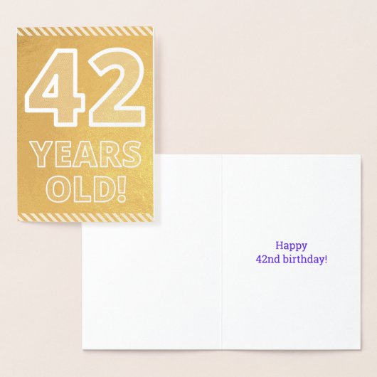 Dorée 42e anniversaire : audacieux "42 ans !" Carte Gold (Affichage)