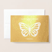 Dorée 60e anniversaire papillon ajouter carte de feuille (Devant avec enveloppe)