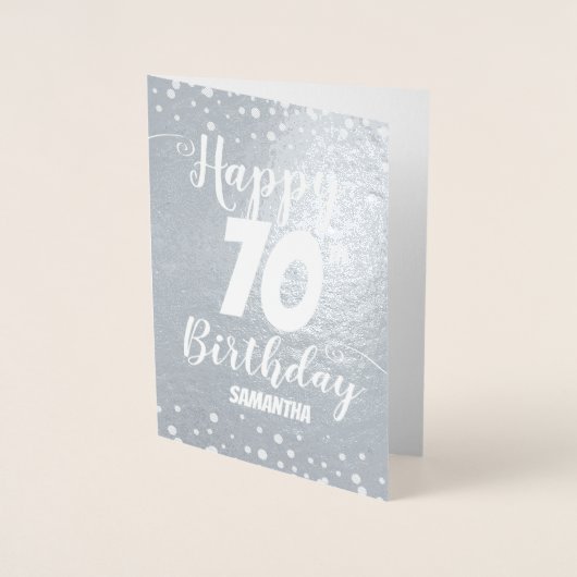 Dorée 70e Joyeuse carte Foil Anniversaire personnalisée (Devant)