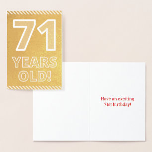 Dorée 71e anniversaire : audacieux "71 ans !" Carte Gold