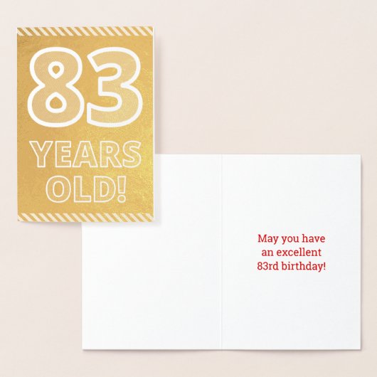 Dorée 83ème anniversaire : Bold "83 ans !" Carte Gold Fo (Affichage)