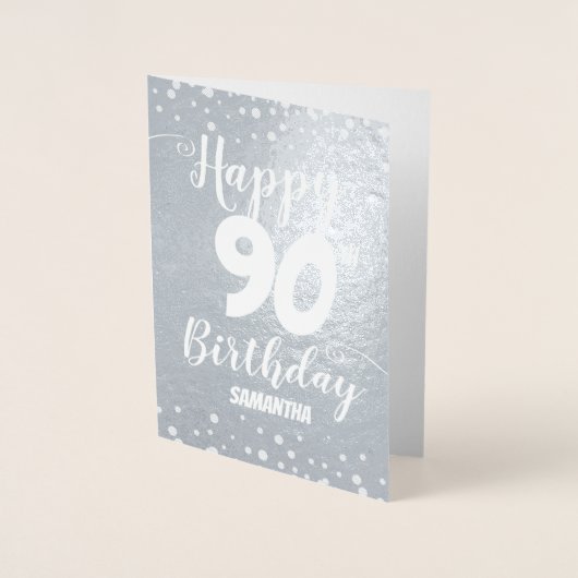 Dorée 90e Carte Foil Personnalisée Anniversaire (Devant)