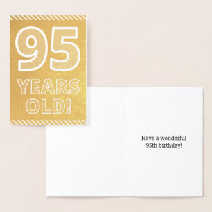 Dorée 95ème anniversaire : Bold "95 ans !" Carte Gold Fo