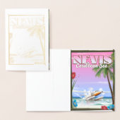Dorée Affiche de vacances à Niévès. Carte (Affichage)