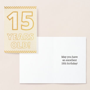 Dorée Audacieux, Huile D'Or "15 ANS !" Carte d'anniversa