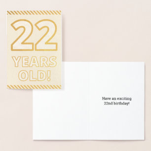 Dorée Audacieux, Huile D'Or "22 ANS !" Carte d'anniversa