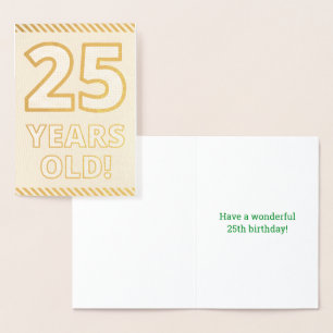Dorée Audacieux, Huile D'Or "25 ANS !" Carte d'anniversa
