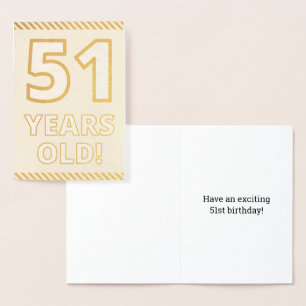 Dorée Audacieux, Huile D'Or "51 ANS !" Carte d'anniversa