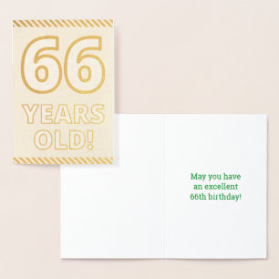 Dorée Audacieux, Huile D'Or "66 ANS !" Carte d'anniversa