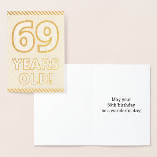 Dorée Audacieux, Huile D'Or "69 ANS !" Carte d'anniversa