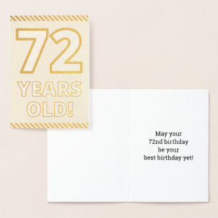 Dorée Audacieux, Huile D'Or "72 ANS !" Carte d'anniversa