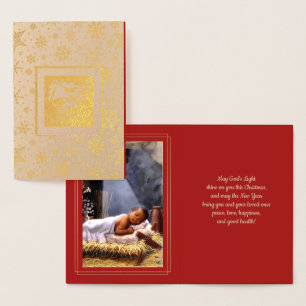 Dorée Baby Jesus Luxury Real Foil Carte de Noël