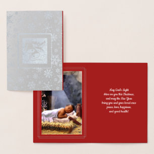 Dorée Baby Jesus Luxury Real Foil Carte de Noël