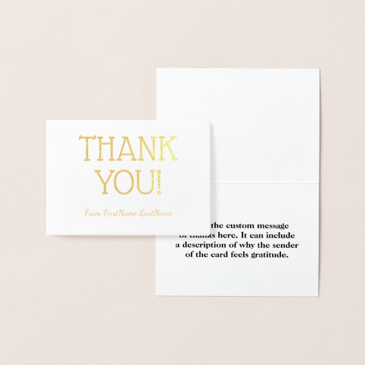 Dorée Basique et simple "MERCI !" Carte (Affichage)