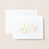 Dorée Belle Classique Monogramme Initiales Carte pour no (Devant avec enveloppe)