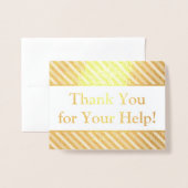 Dorée Bold Gold Foil "Merci pour votre aide" Carte (Devant avec enveloppe)