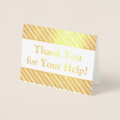 Dorée Bold Gold Foil "Merci pour votre aide" Carte (Devant)