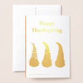 Dorée Bon thanksgiving Funny Gnomes Carte de vacances (Derrière avec enveloppe)