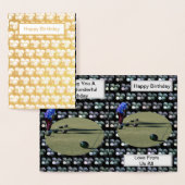 Dorée Boules de pelouse Gold Foil, carte d'anniversaire. (Affichage)