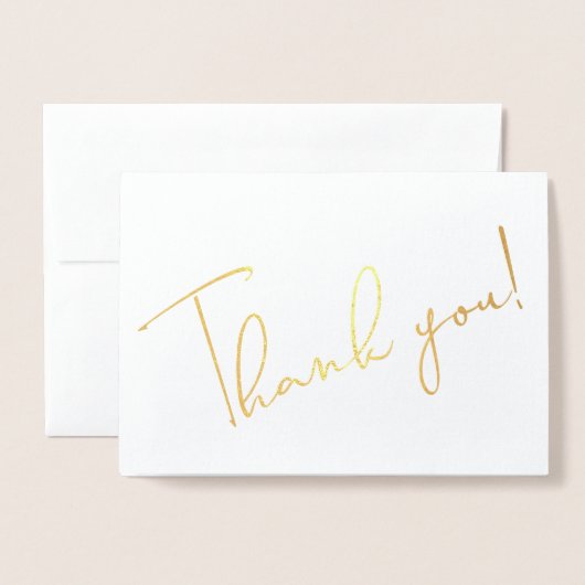 Dorée Calligraphie Script Merci Note Carte Foil (Devant avec enveloppe)