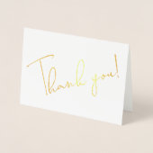 Dorée Calligraphie Script Merci Note Carte Foil (Devant)