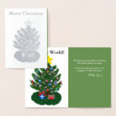 Dorée Carte à huile d'argent de Noël Arbre jaune étoile (Affichage)