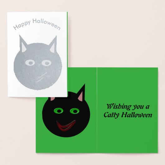 Dorée Carte à huile de chat noir Halloween (Affichage)