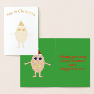 Dorée Carte à huile d'oeuf de Noël amusante