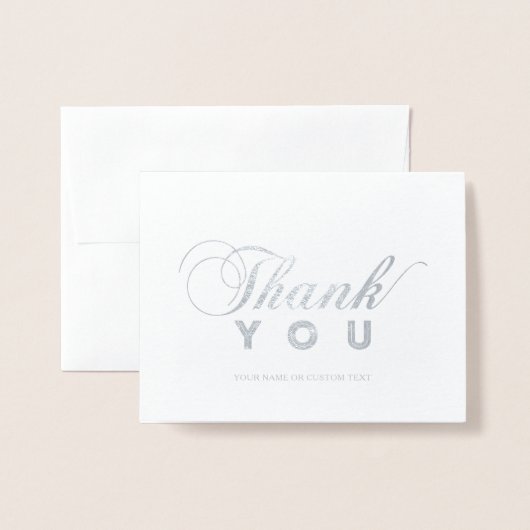 Dorée Carte à huile en argent Merci de typographie moder (Devant avec enveloppe)