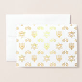 Dorée Carte à huile Hanoukka Menorah (Devant avec enveloppe)